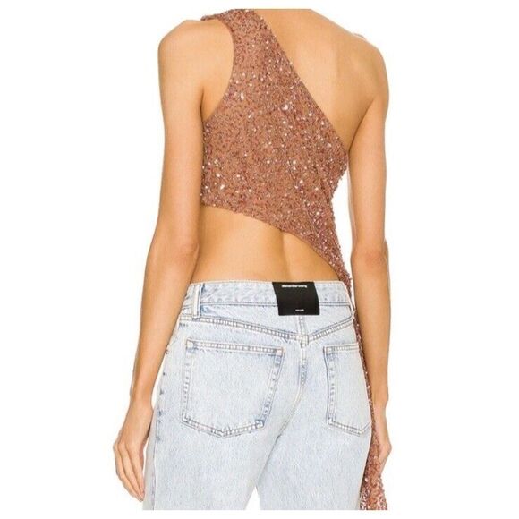 Retroféte Quinn sz L bead sequin one shoulder going out top evening Revolve NWT - Picture 5 of 12
